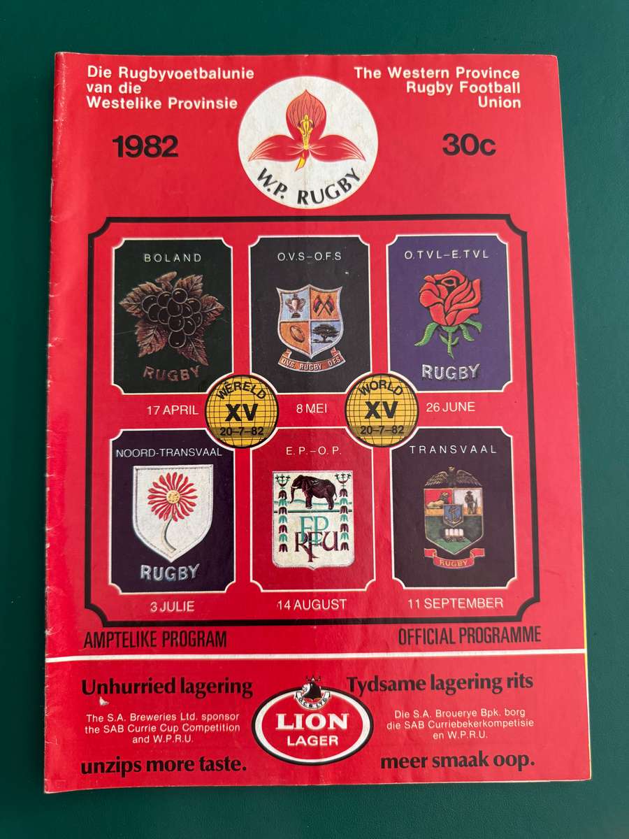 Rugby Programme - Western-Province vs Northern-Transvaal 03/07/1982