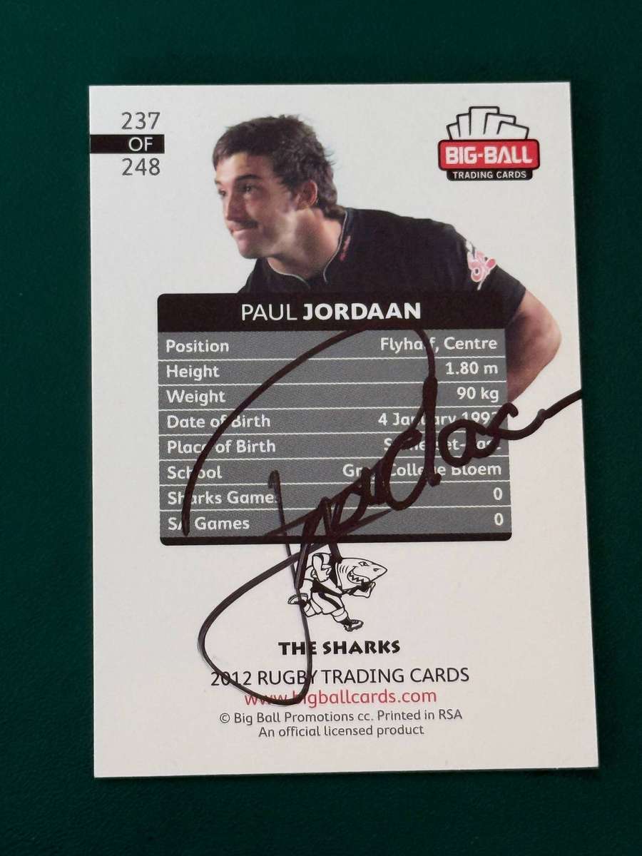 Rugby Card - *SIGNED* Paul Jordaan 2012 Big Ball Rugby Card