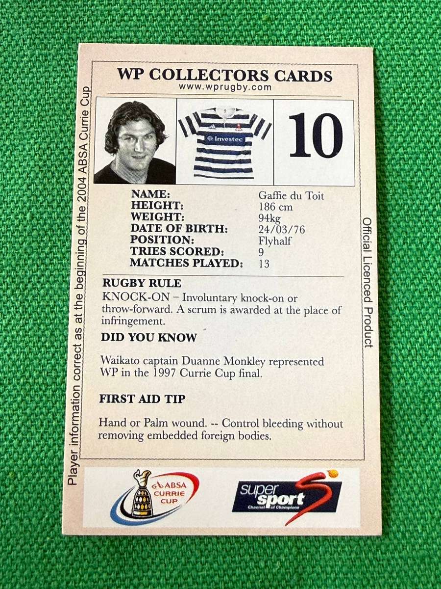 Rugby Card - Gaffie du Toit 2004 Pinnacle Rugby Card