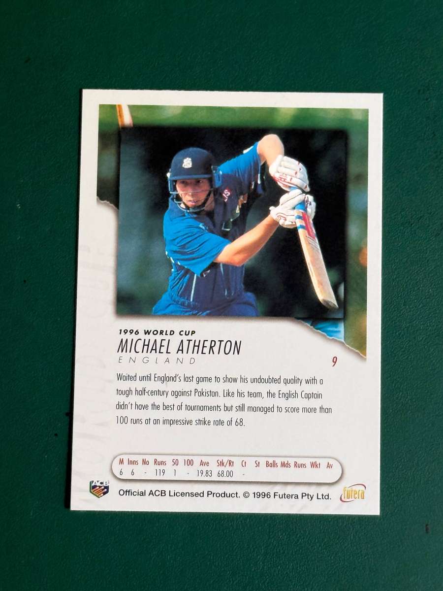 Cricket Card - *SIGNED* Michael Atherton 1996 Cricket World Cup Futera Card