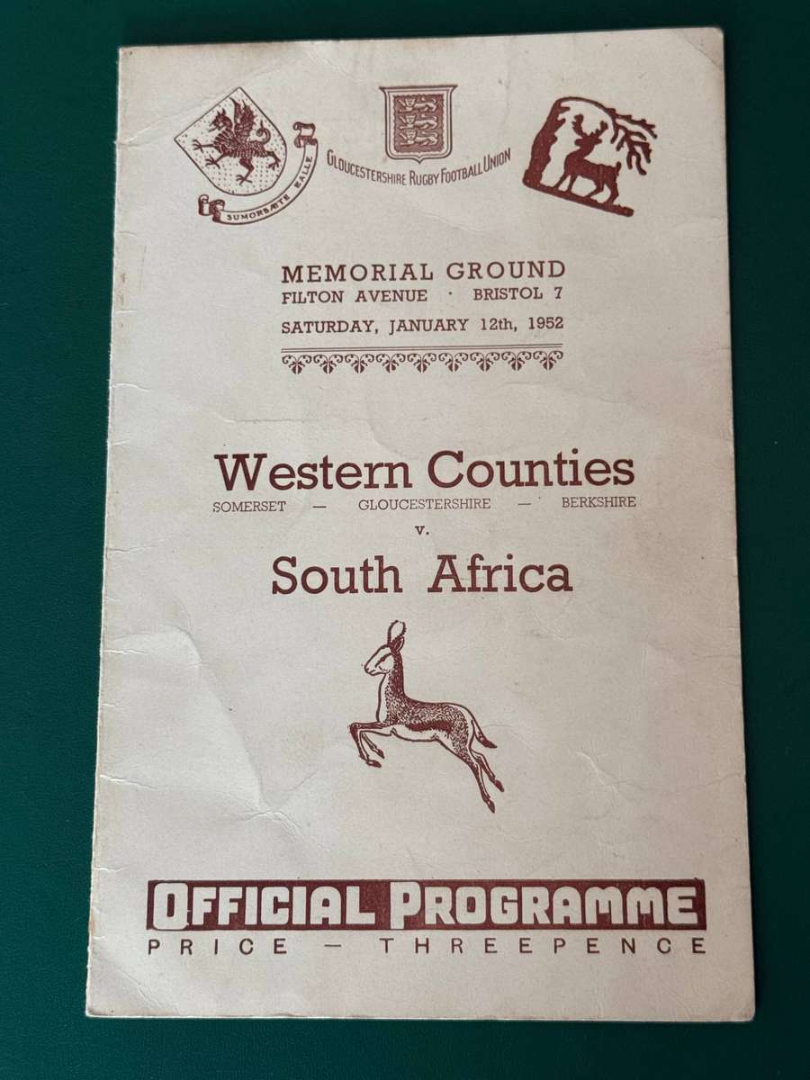 Rugby Programme - *TOUR* Western-Counties vs South-Africa 12/01/1952