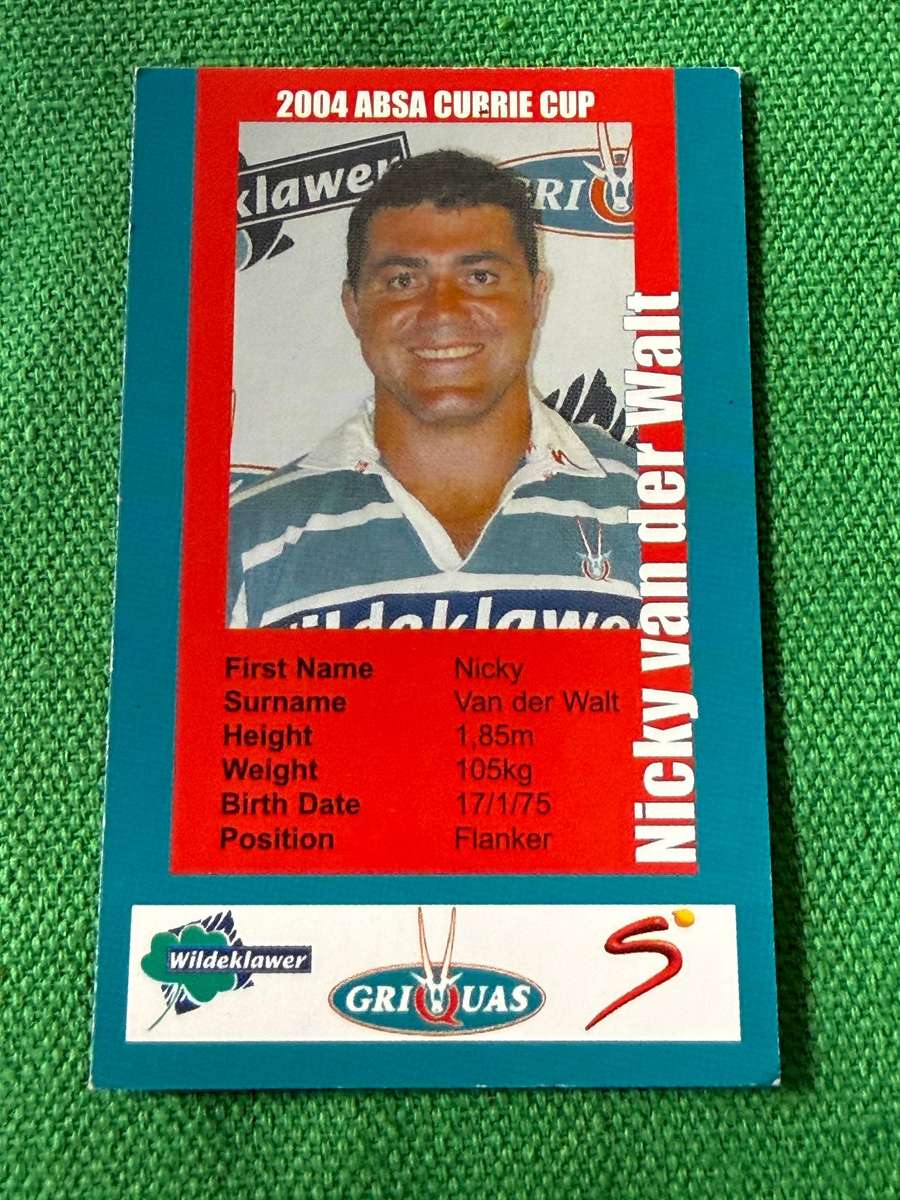 Rugby Card - Nicky van der Walt 2004 Pinnacle Rugby Card