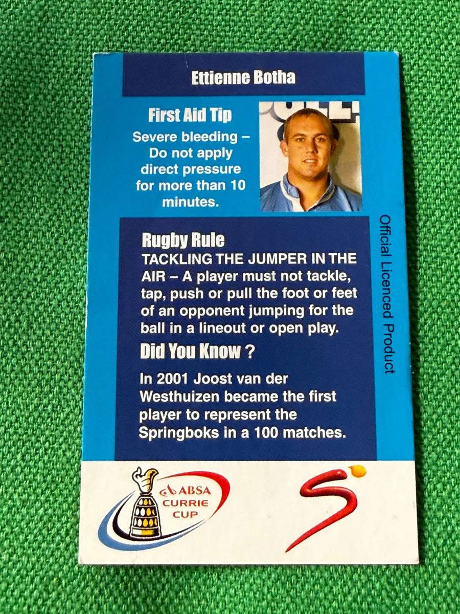 Rugby Card - Ettienne Botha 2004 Pinnacle Rugby Card