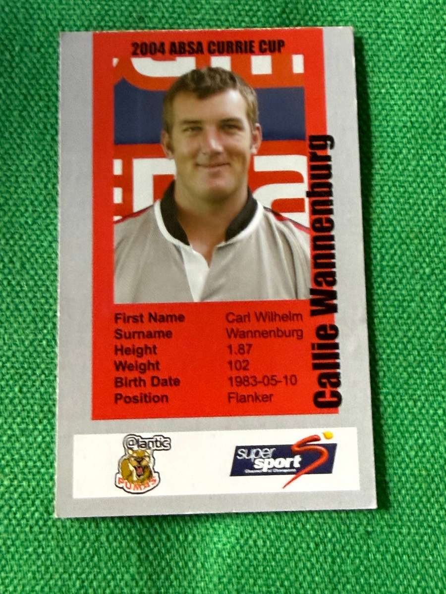 Rugby Card - Callie Wannenburg 2004 Pinnacle Rugby Card