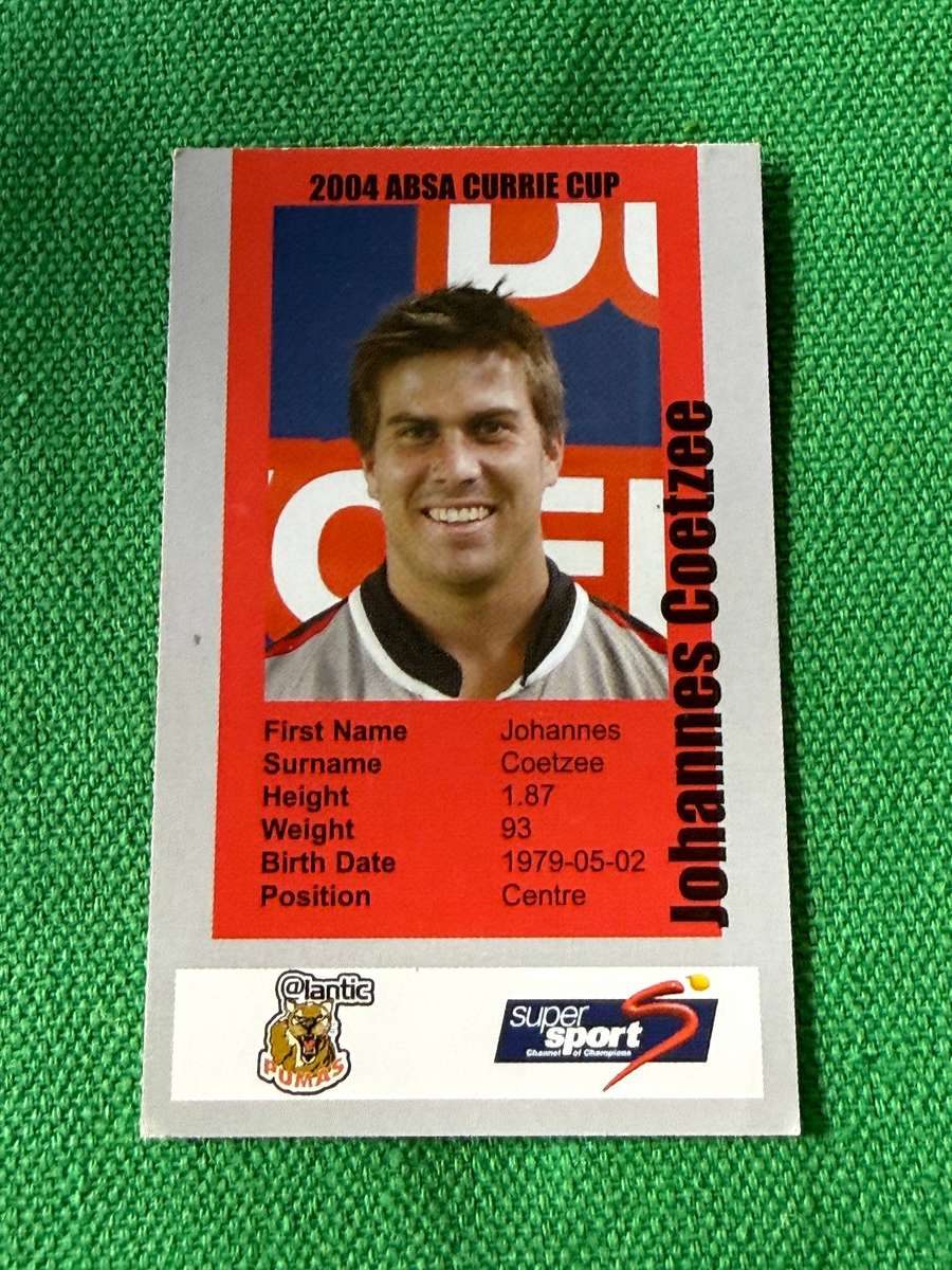 Rugby Card - Johannes Coetzee 2004 Pinnacle Rugby Card