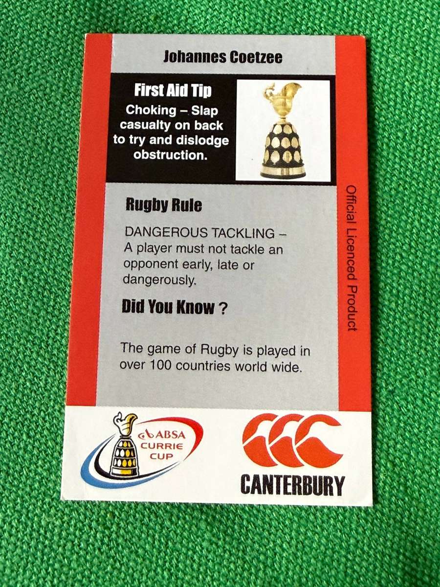 Rugby Card - Johannes Coetzee 2004 Pinnacle Rugby Card