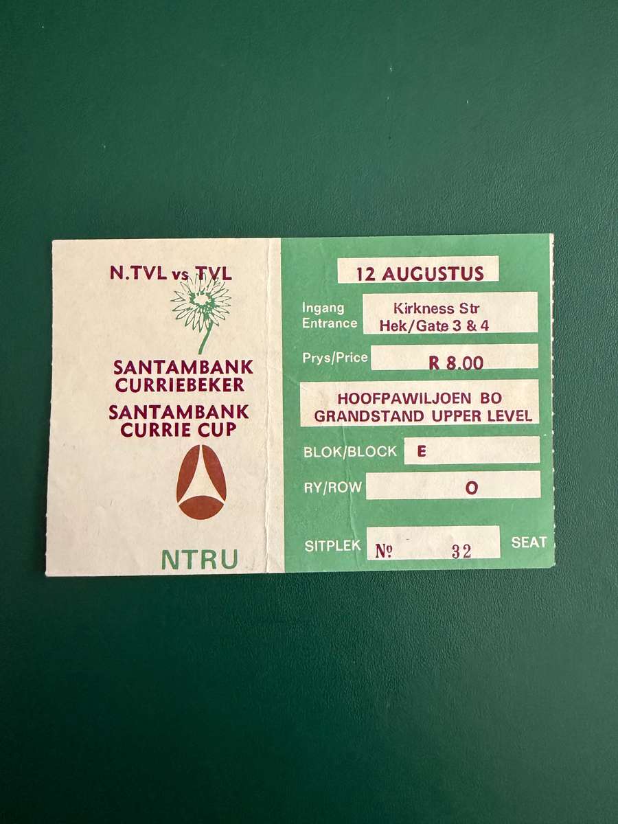 Rugby Ticket - Northern-Transvaal vs Transvaal 12/08/1989
