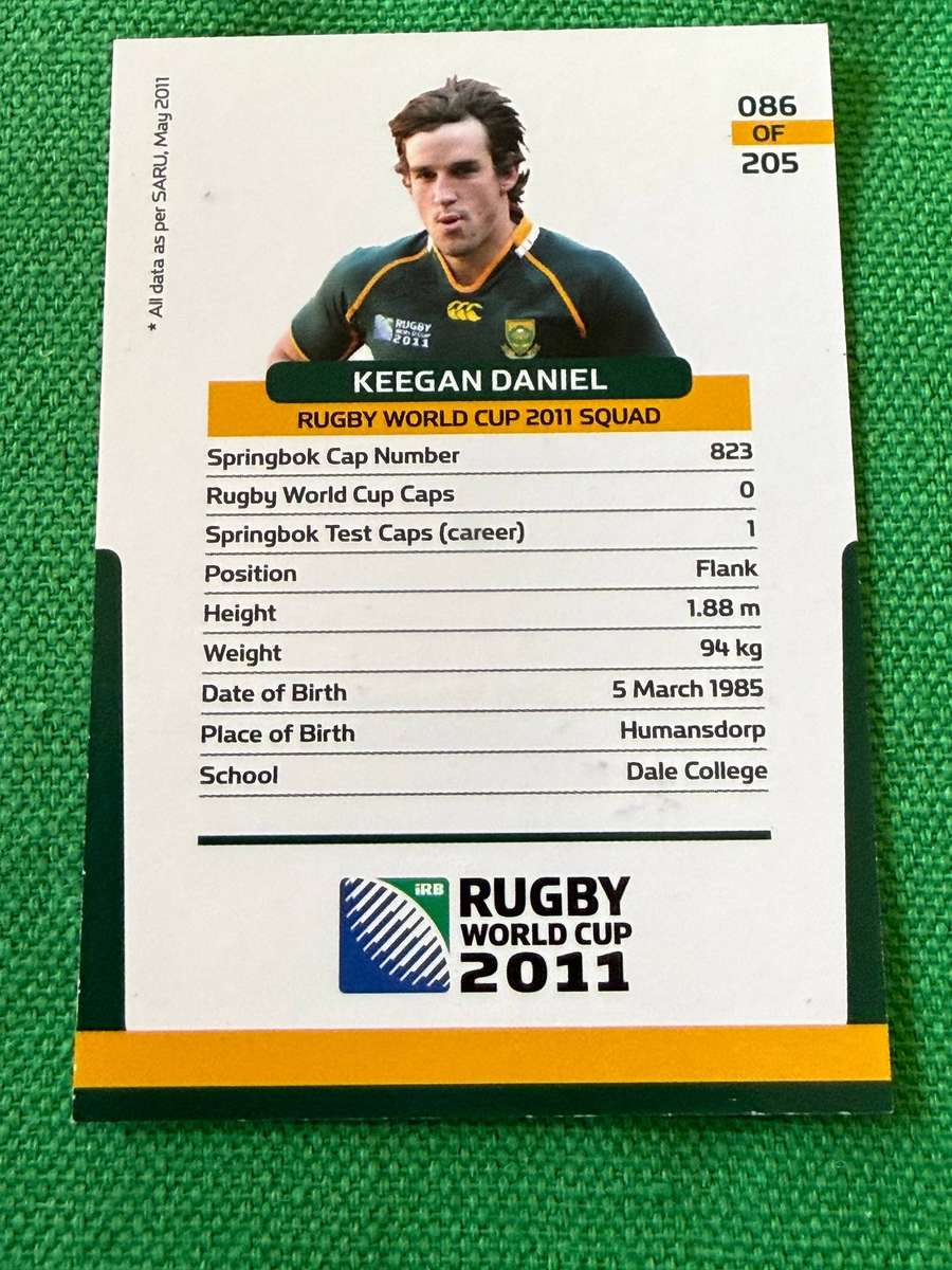 Rugby Card - *SIGNED* Keegan Daniel 2011 Big Ball Rugby Card (Depicting 2011 RWC Squad)