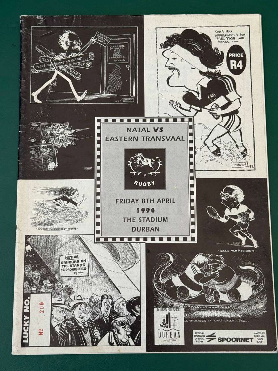 Rugby Programme - Natal vs Eastern-Transvaal 08/04/1994