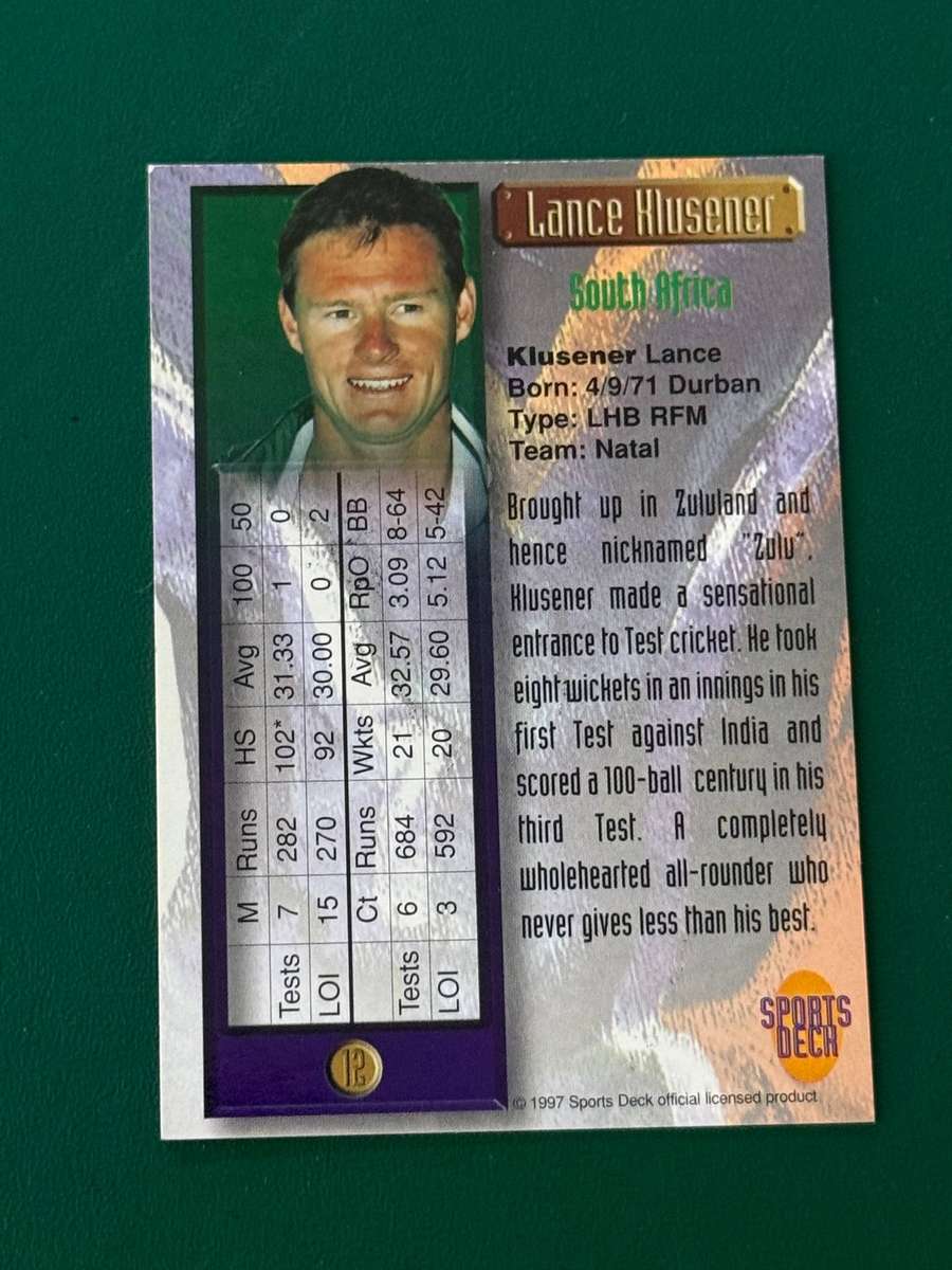 Cricket Card - *SIGNED* Lance Klusener 1997 Sports Deck Cricket Card
