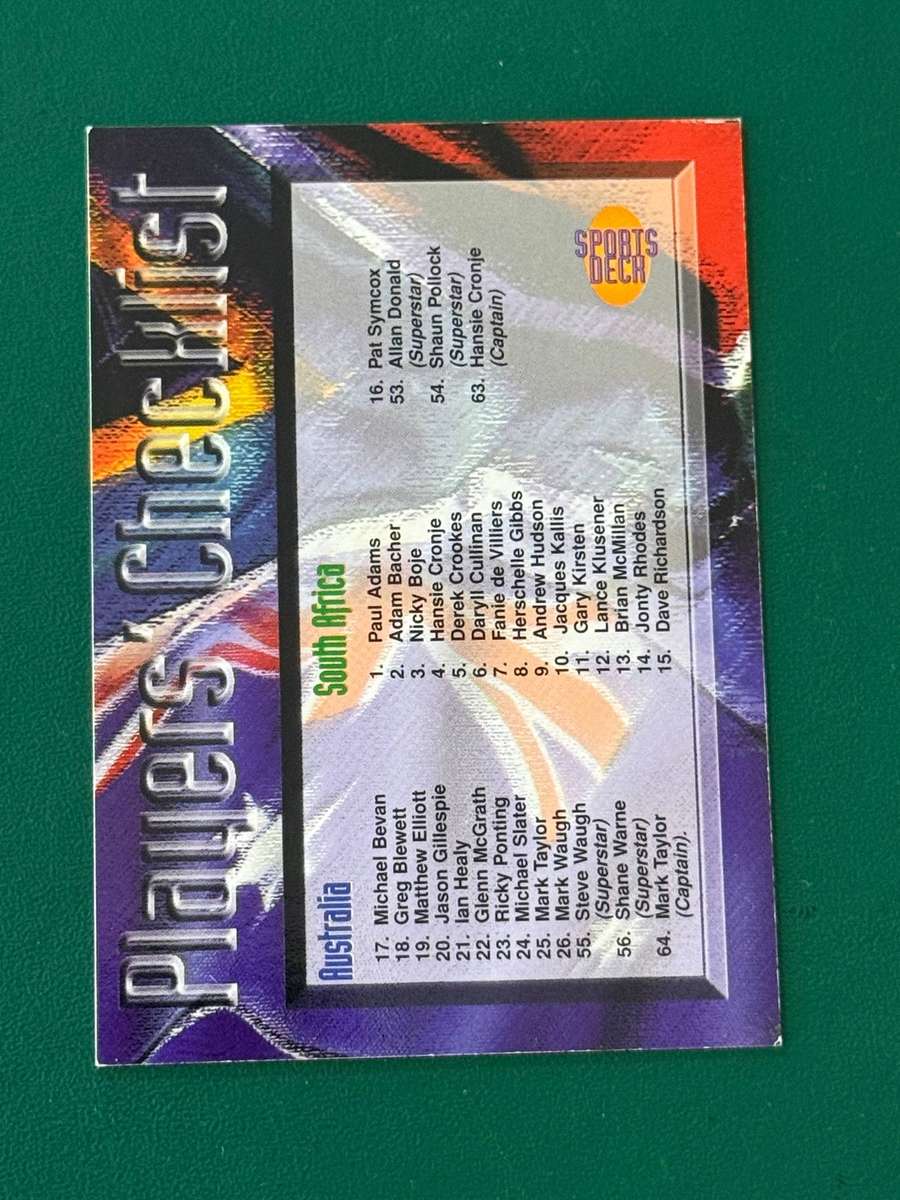 Cricket Card - Checklist 1997 Sports Deck Cricket Card