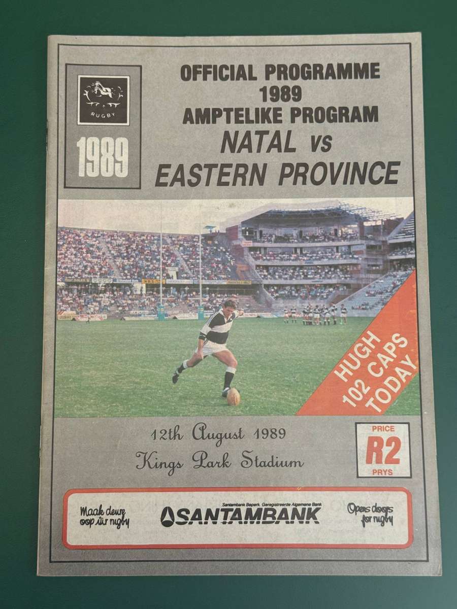 Rugby Programme - Natal vs Eastern-Province 12/08/1989