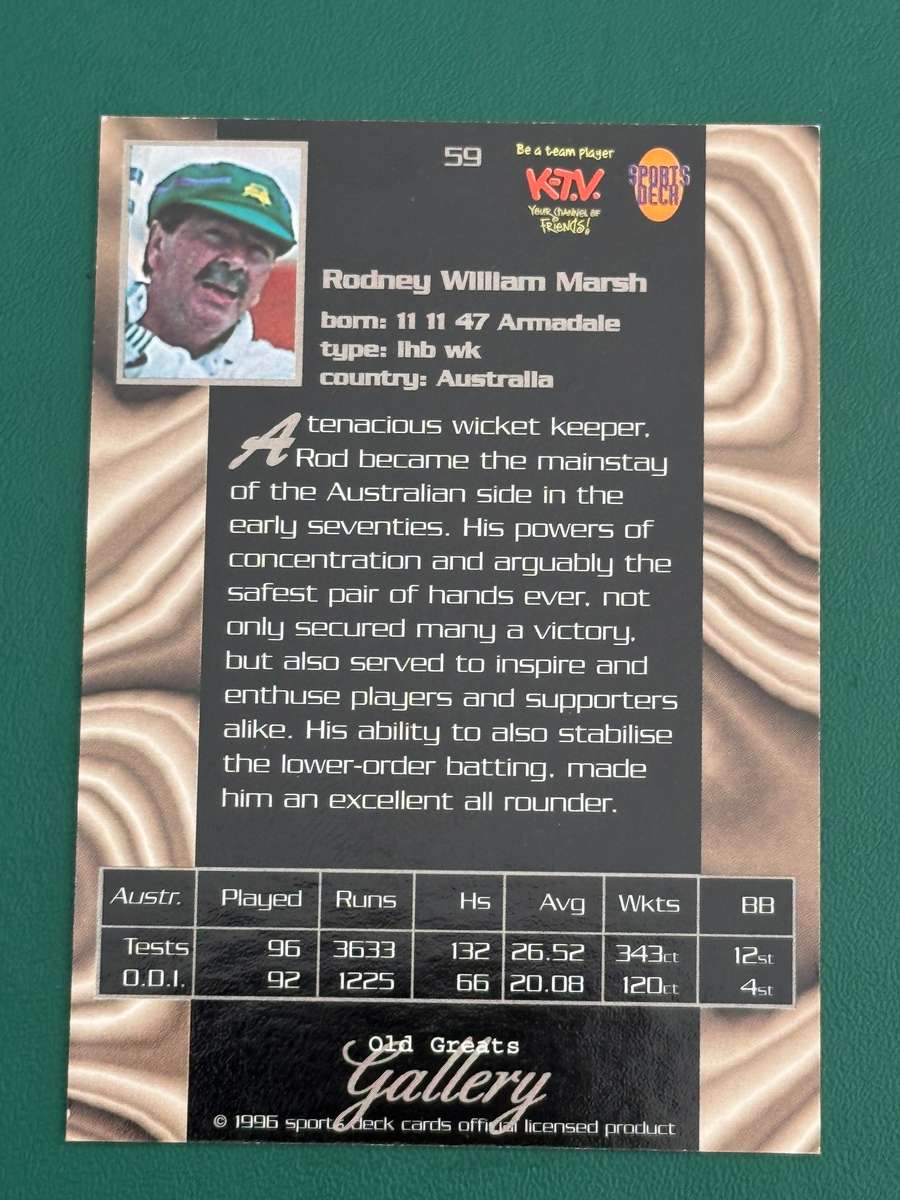 Cricket Card - Rod Marsh 1996 Sports Deck Old Great Gallery Cricket Card