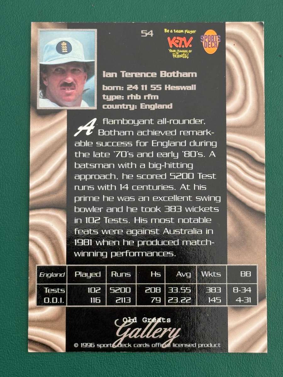 Cricket Card - Ian Botham 1996 Sports Deck Old Great Gallery Cricket Card