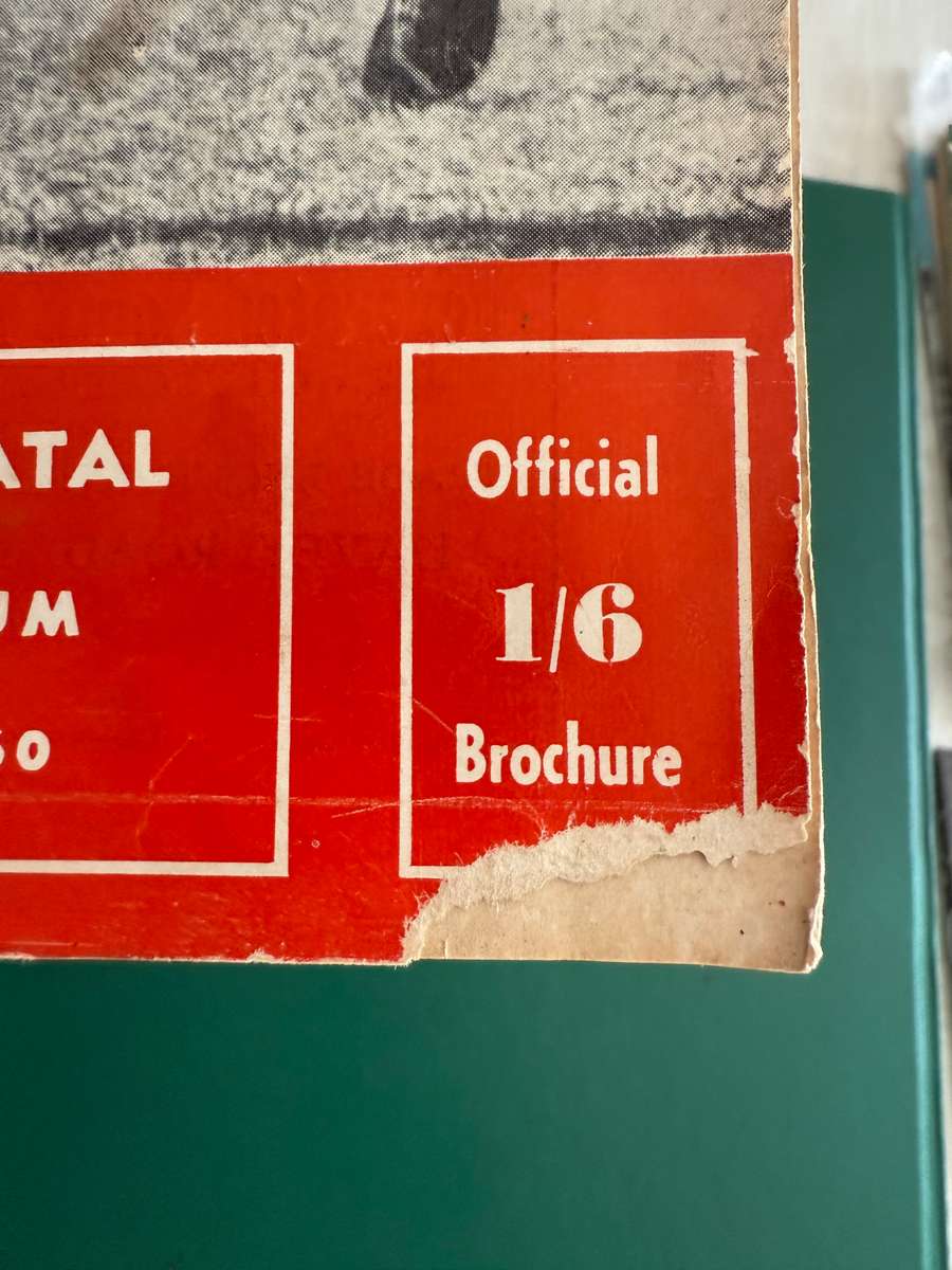 Rugby Programme - *TOUR* Natal vs New Zealand All Blacks 31/05/1960