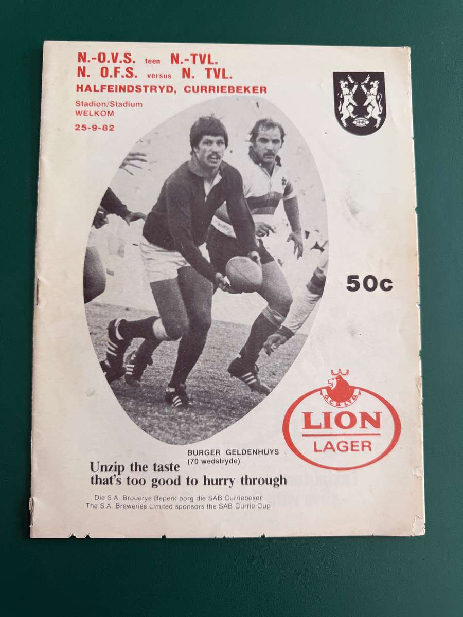 Rugby Programme - Northern-Free State vs Northern-Transvaal 25/09/1982