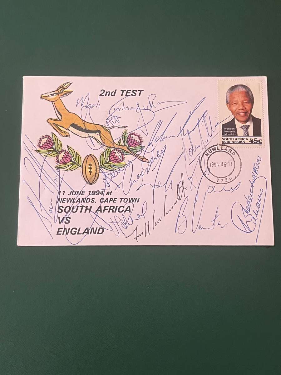 Rugby - *SIGNED* First Day Cover/FDC South-Africa vs England 11/06/1994