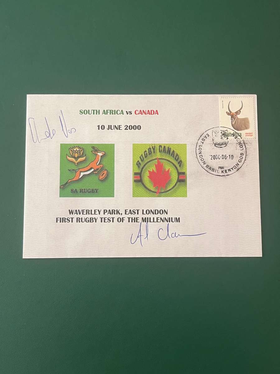 Rugby - *SIGNED* FDC/First Day Cover South-Africa vs Canada 10/06/2000