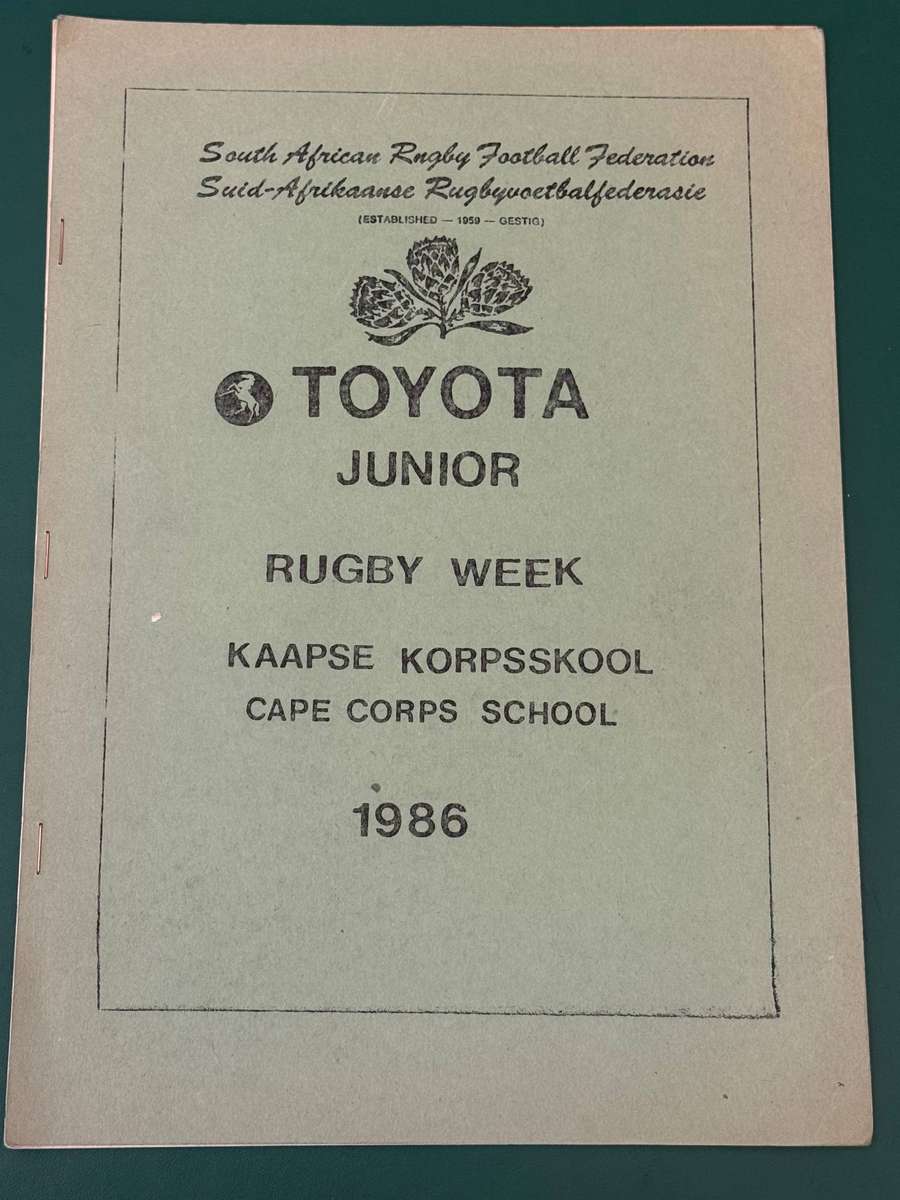 Rugby Itinerary/Programme - Toyota Junior Rugby Week (Cape Corps School) 1986