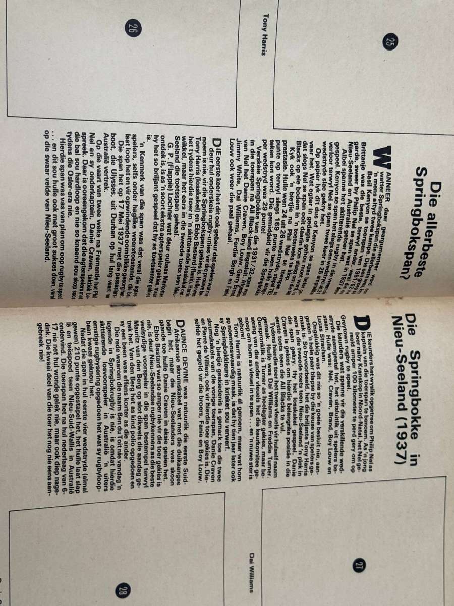 Rugby - Springbok Sage Plakboek 1 issued by Radio and TV  (5-11 March 1979)