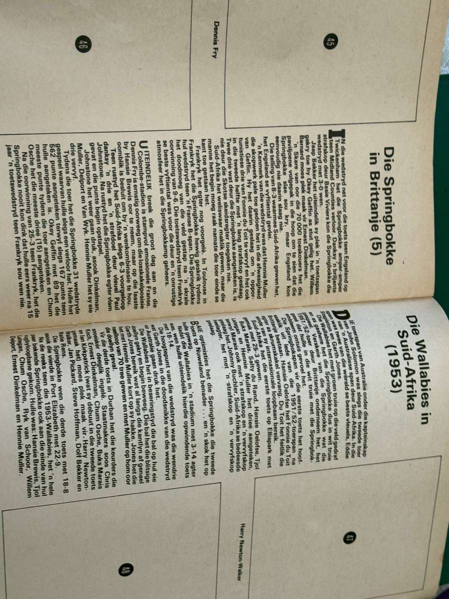 Rugby - Springbok Sage Plakboek 1 issued by Radio and TV  (5-11 March 1979)