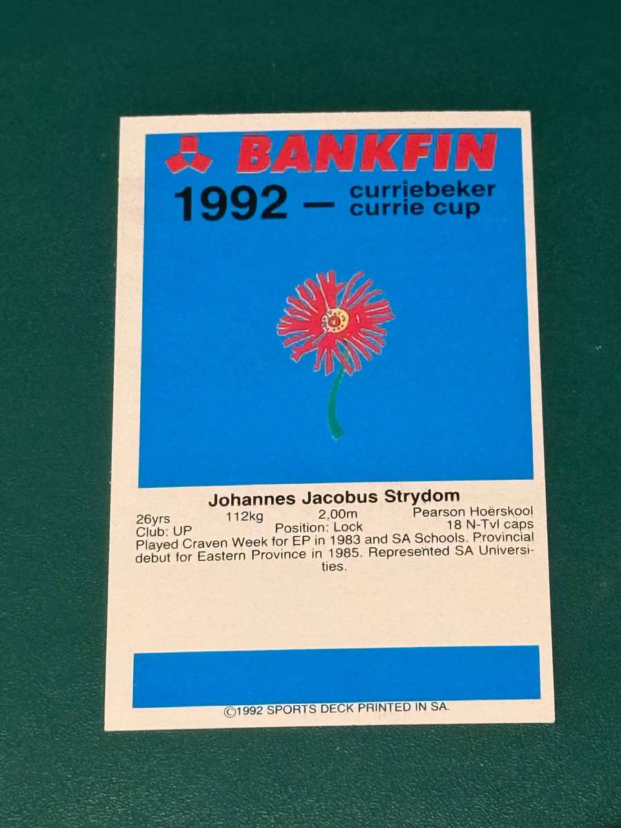 Rugby Card - *SIGNED* Hannes Strydom 1992 Sports Deck Rugby Card