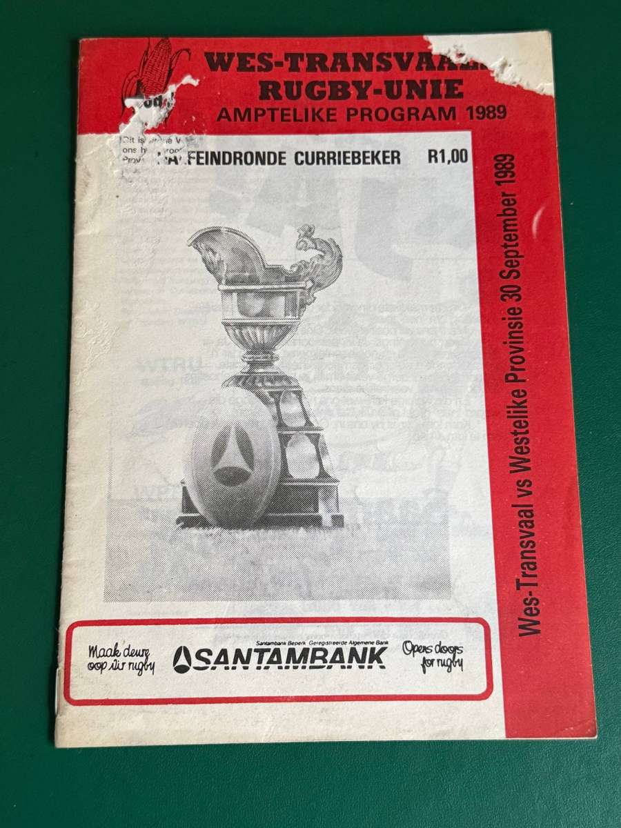 Rugby Programme - Western-Transvaal vs Western-Province 30/09/1989