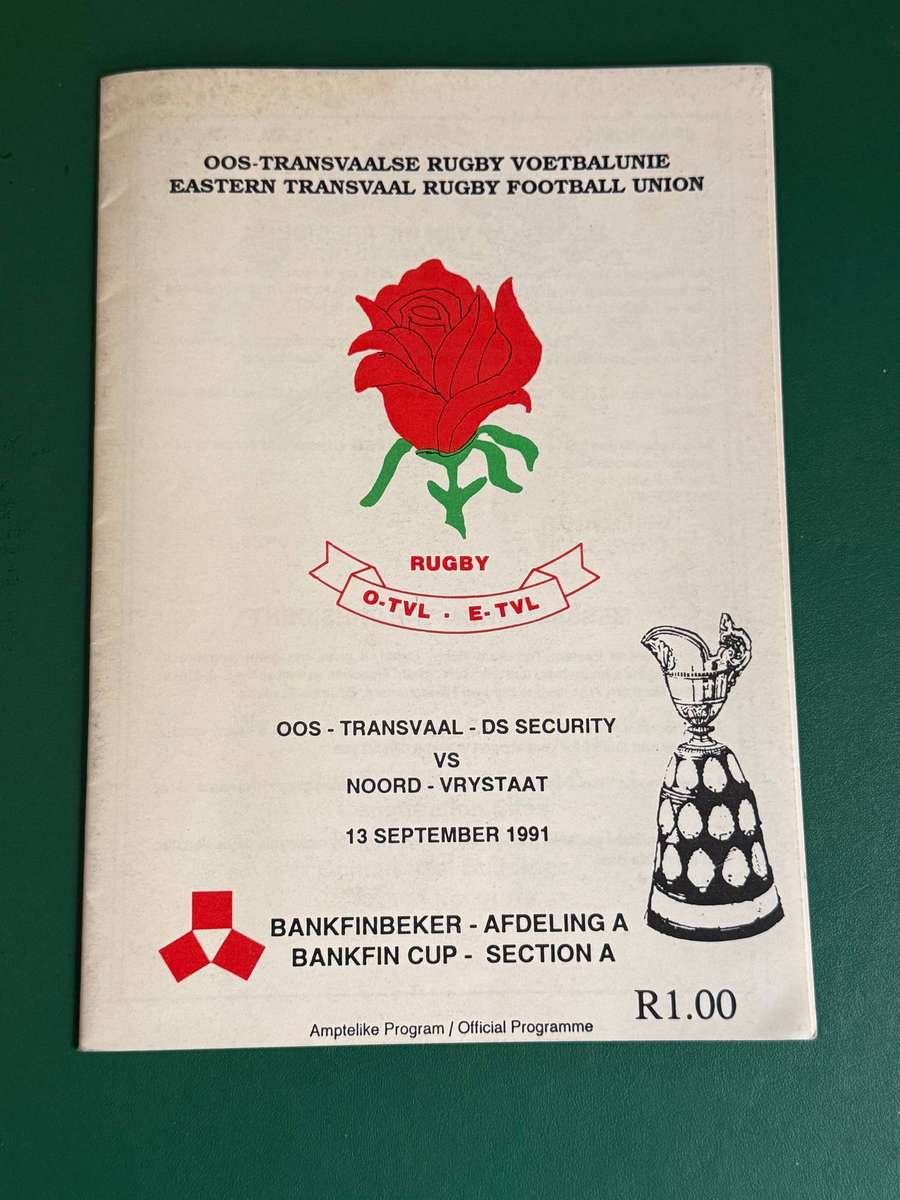 Rugby Programme - Eastern-Transvaal vs Northern Free State 13/09/1991