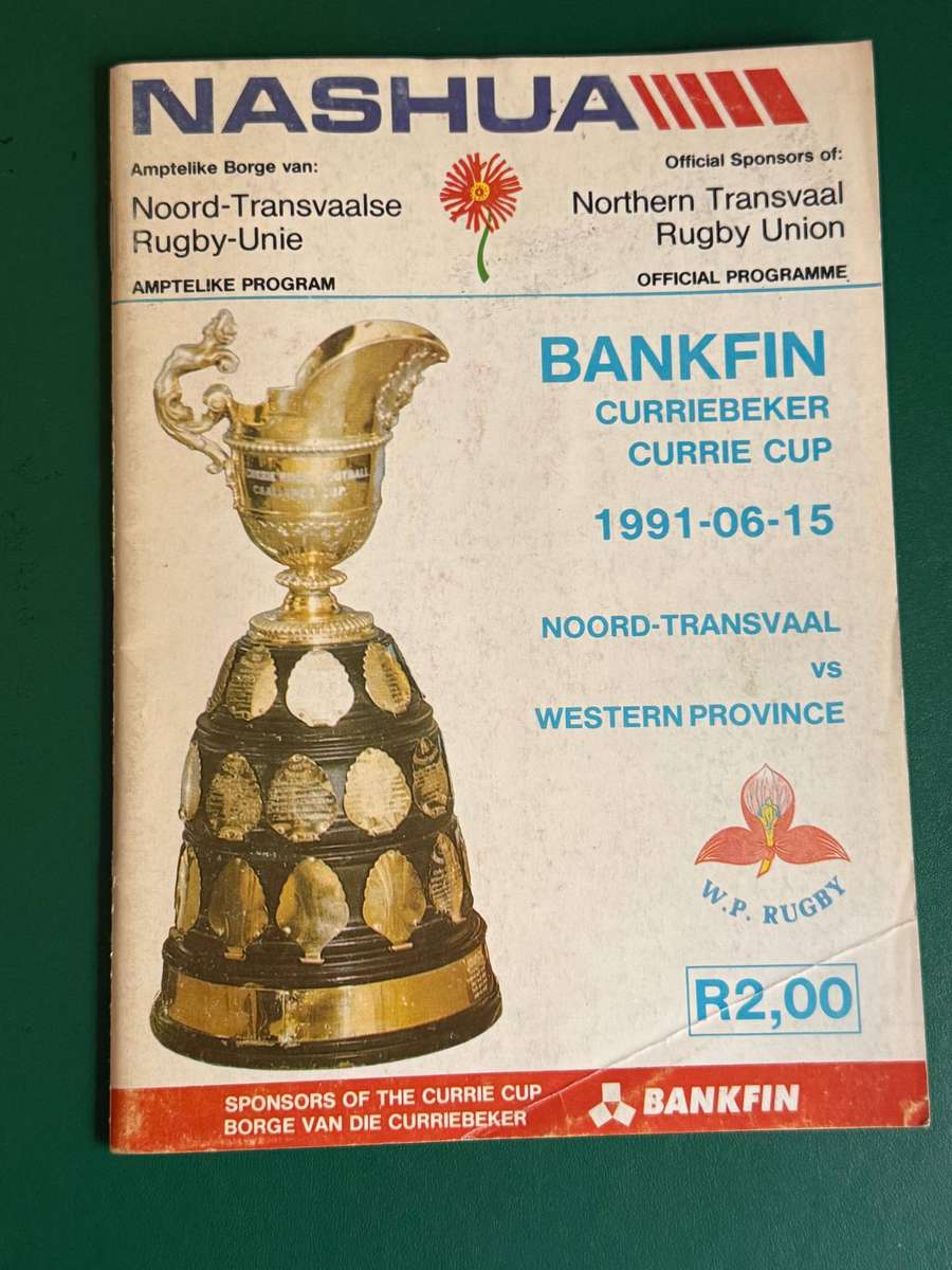 Rugby Programme - Northern-Transvaal vs Western Province 15/06/1991