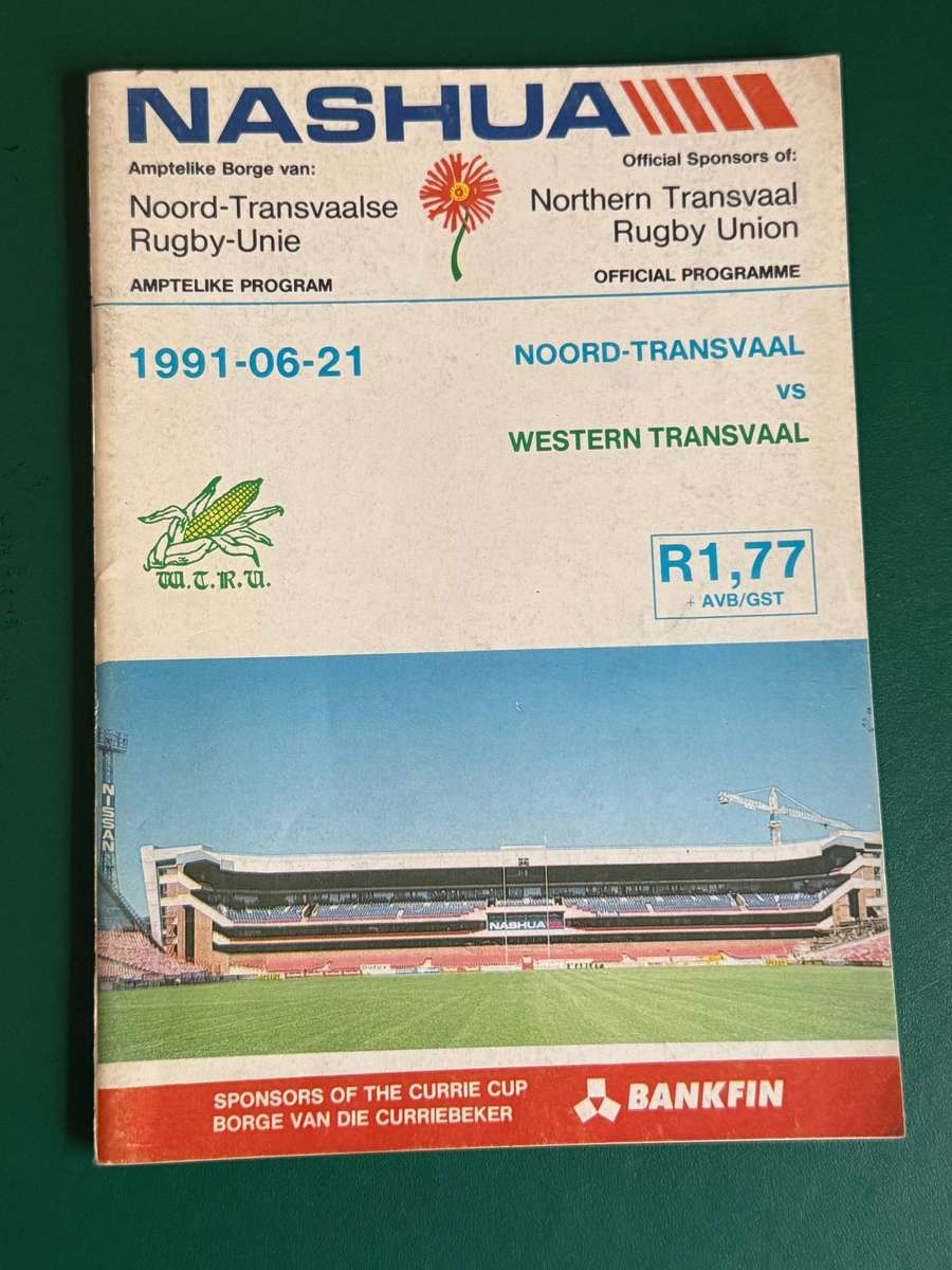 Rugby Programme - Northern-Transvaal vs Western-Transvaal 21/06/1991