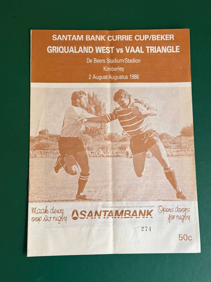 Rugby Programme - Griquas vs Vaaldriehoek 03/08/1986