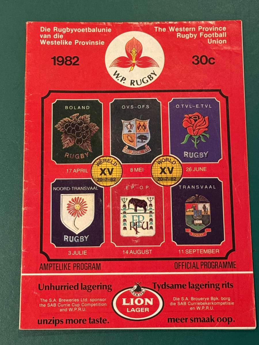 Rugby Programme - Western-Province vs  Eastern-Province 14/08/1982