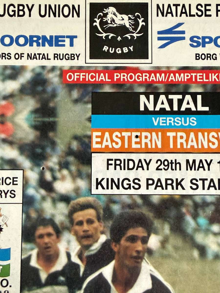 Rugby Programme - Natal vs Eastern Transvaal 29/05/1992