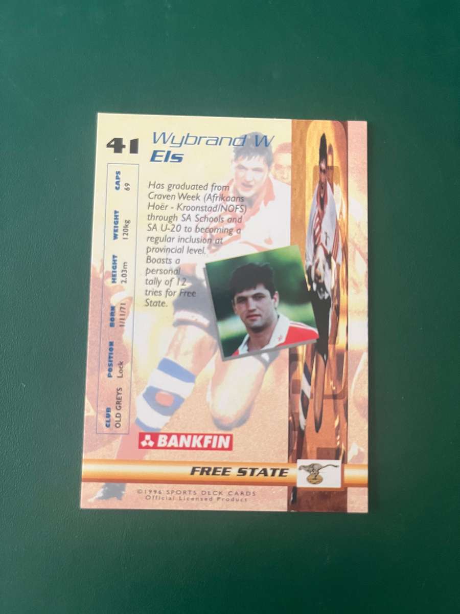 Rugby Card - *SIGNED* Braam Els 1996 Sports Deck Rugby Card