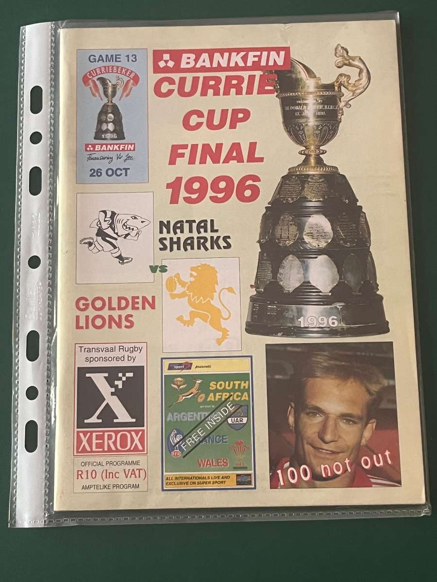 Rugby Programme - CURRIE CUP FINAL Lions vs Sharks 26/10/1996