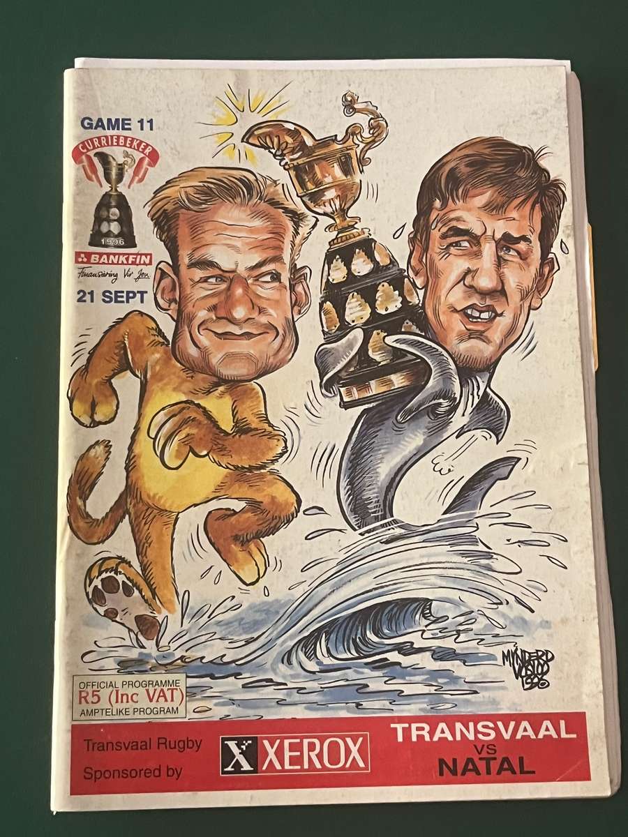 Rugby Programme - CURRIE CUP FINAL Transvaal vs Natal 21/09/1995
