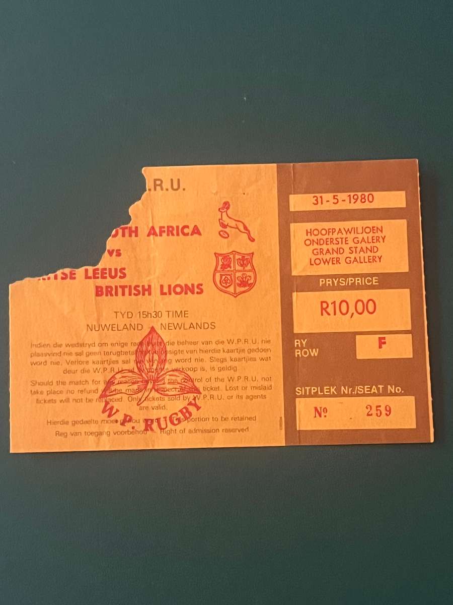 Rugby Ticket - South-Africa vs British Lions 31/05/1980