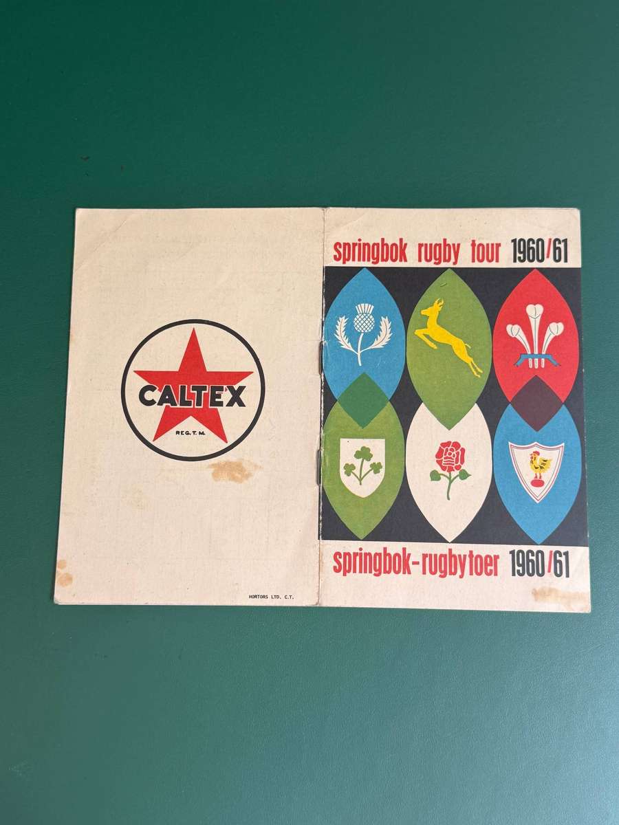 Rugby Itinerary - Springbok Tour 1960/1961 issued by Caltex