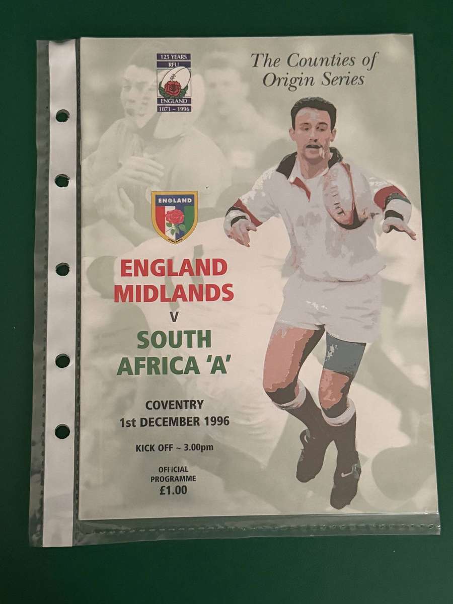 Rugby Programme - *TOUR* South-Africa A vs England Midlands 01/12/1996