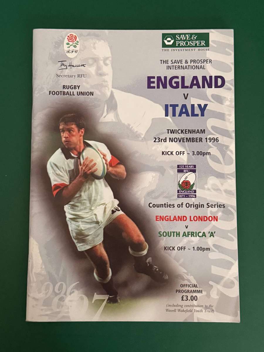 Rugby Programme - *TOUR* South-Africa A vs England London 23/11/1996