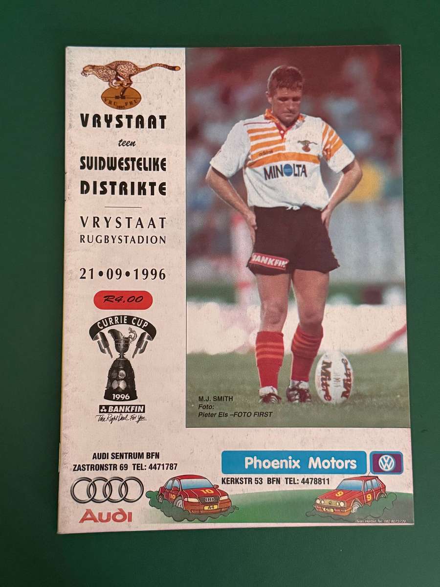 Rugby Programme - Cheetahs vs South Western Districts 21/09/1996