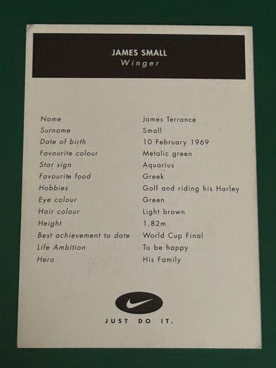 Rugby Card - James Small 1999/2000 Nike Rugby Card