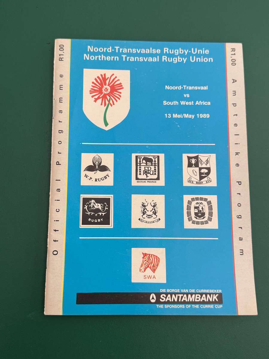 Rugby Programme - Northern-Transvaal vs South West Africa 13/05/1989