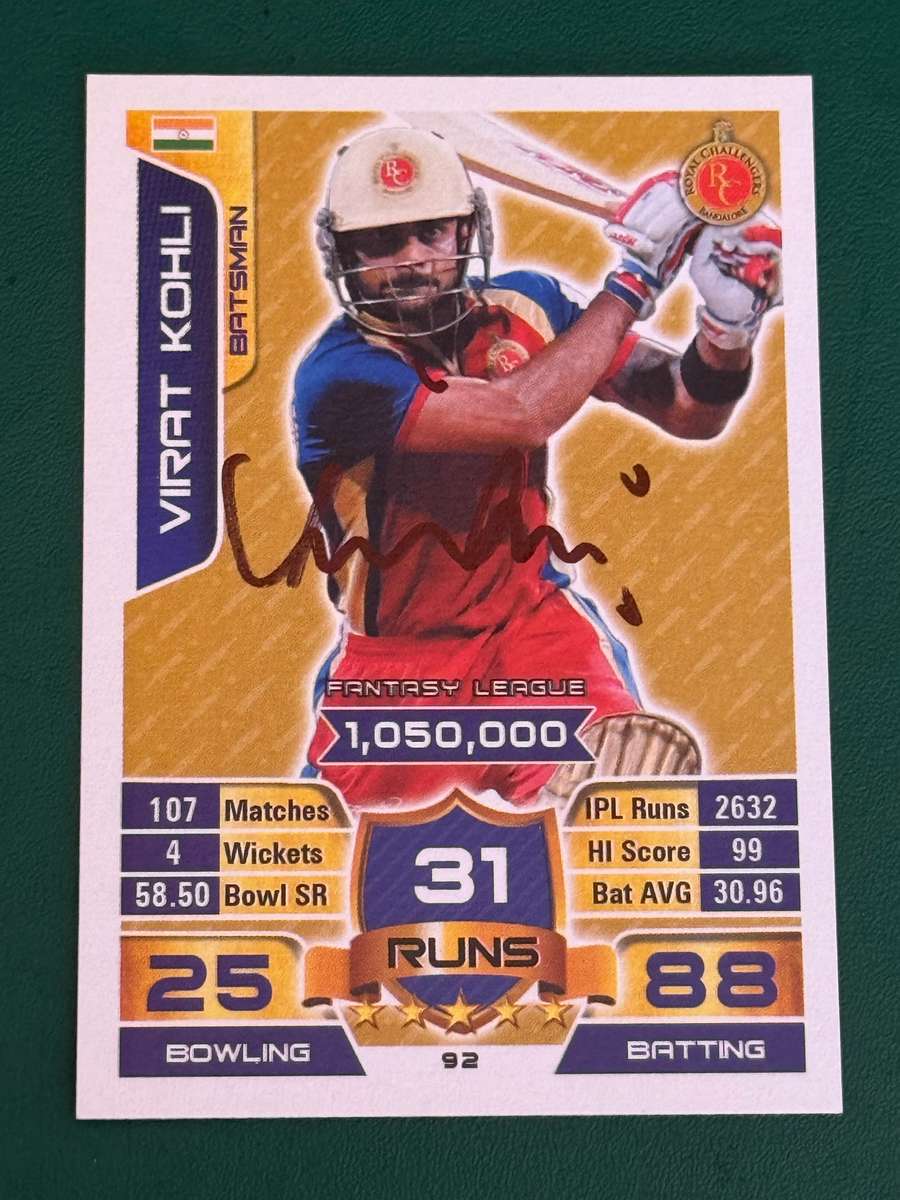 Cricket Card - *SIGNED* Virat Kohli 2015 IPL Topps Cricket Card