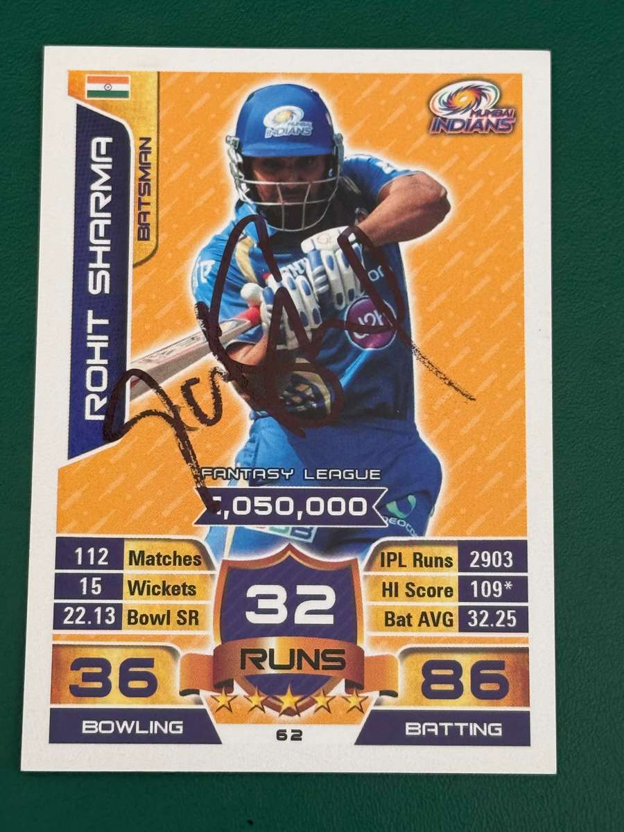 Cricket Card - *SIGNED* Rohit Sharma 2015 IPL Topps Cricket Card