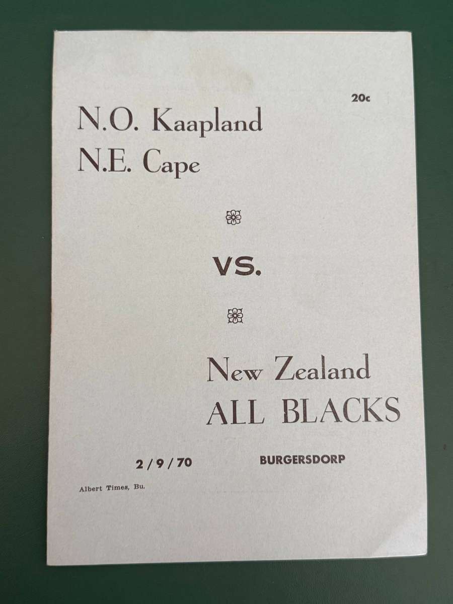 Rugby Programme -  North-Eastern Cape vs New Zealand All Blacks 02/09/1970