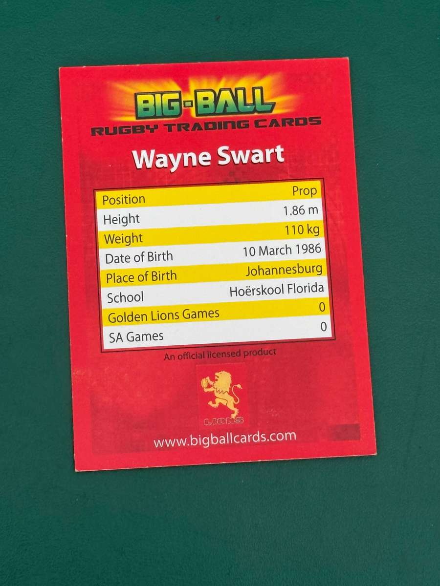 Rugby Card - *SIGNED* Wayne Swart 2009 Big Ball Rugby Card