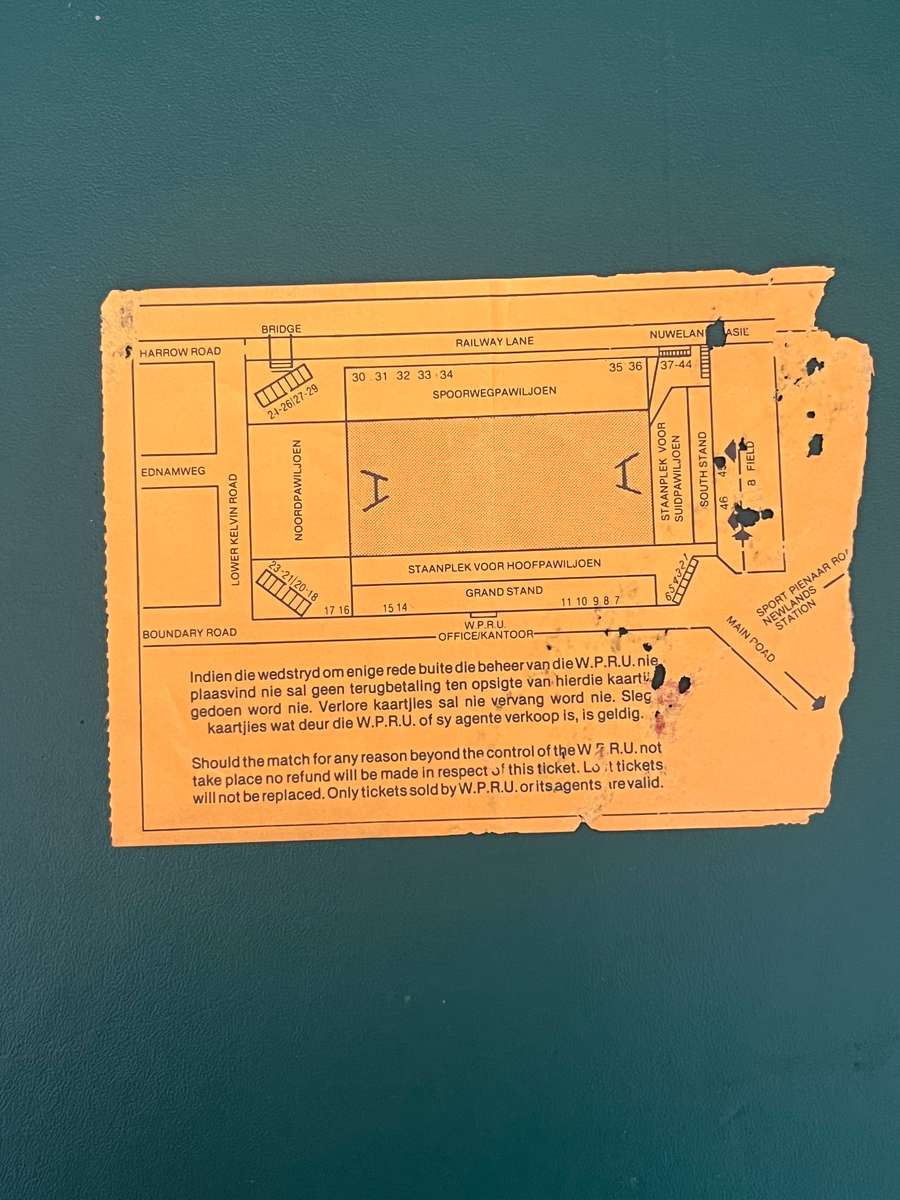 Rugby Ticket - South-Africa vs Jaguars 27/10/1984