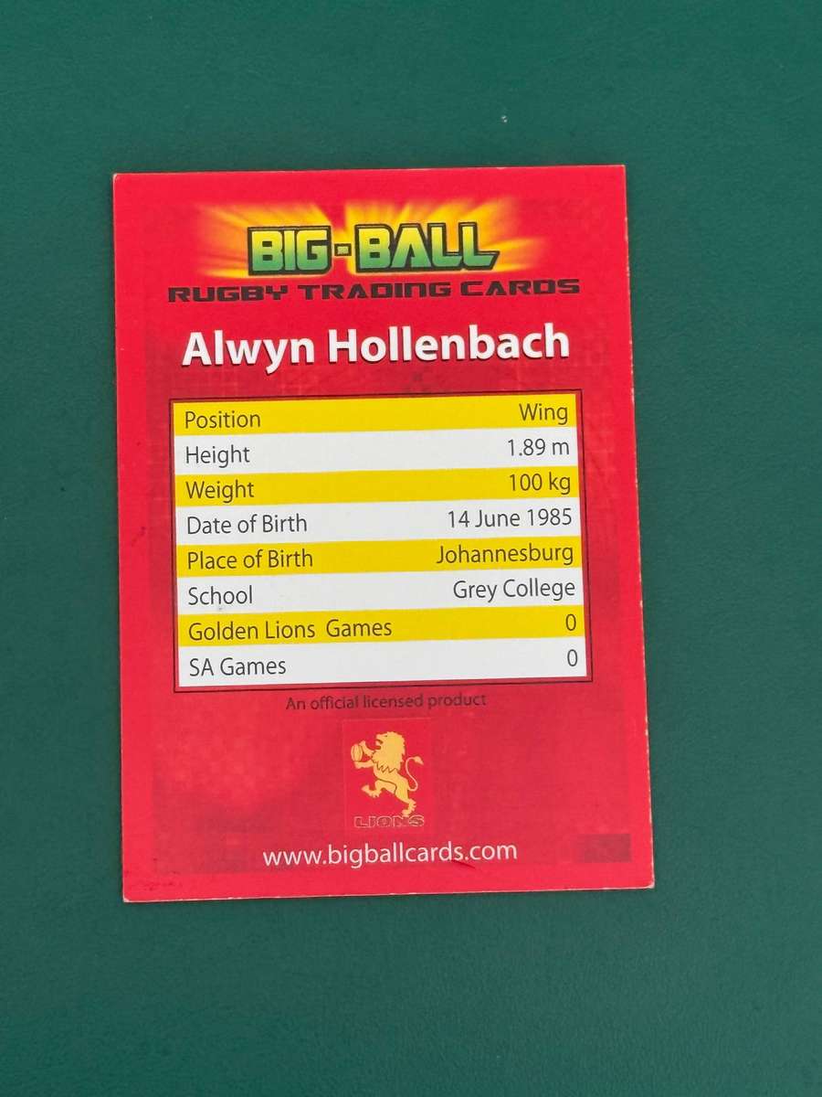 Rugby Card - *SIGNED* Alwyn Hollenbach 2009 Big Ball Rugby Card