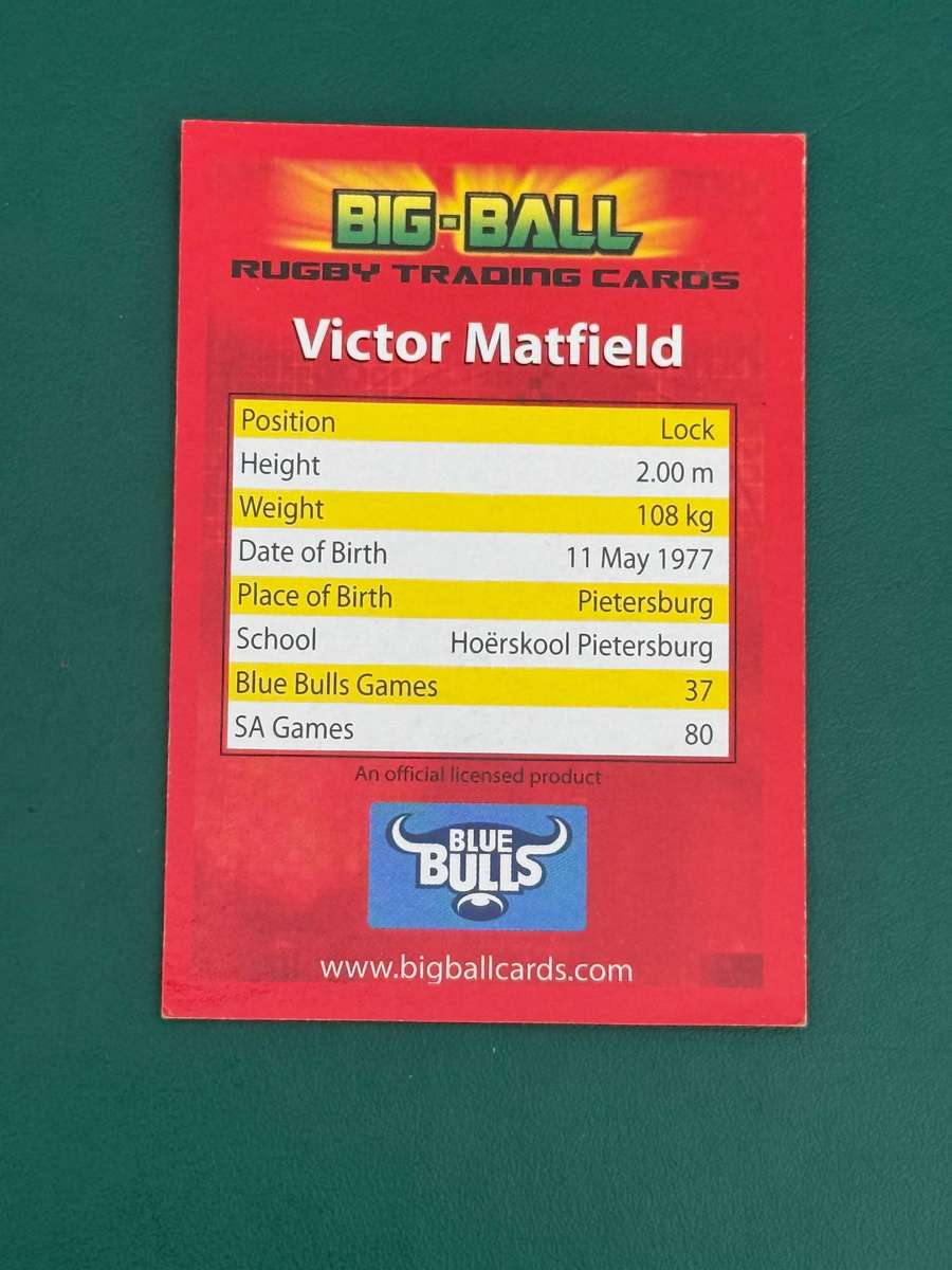 Rugby Card - *SIGNED* Victor Matfield 2009 Big Ball Rugby Card Rugby Card